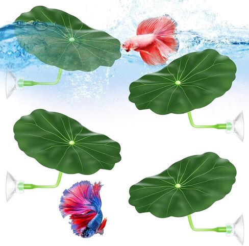 4PCS Betta Fish Leaf Hammock, Betta Fish Bed Leaf Hammock, Soft Aquarium Decor Plastic Plants, Betta-Fish Tank Decorations Plants, Practical Resting Spot for Sleeping, Hiding, Playing and Breeding in Kuwait
