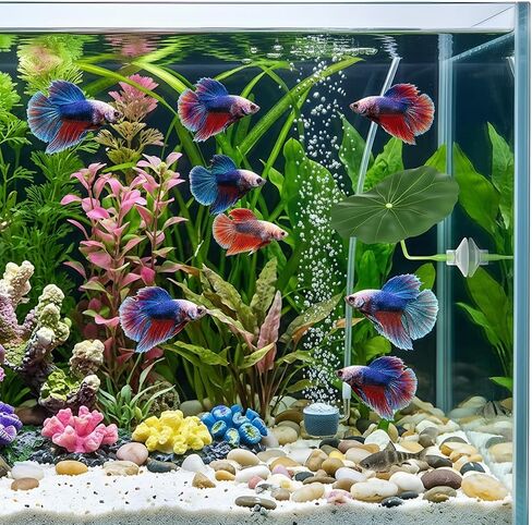 4PCS Betta Fish Leaf Hammock, Betta Fish Bed Leaf Hammock, Soft Aquarium Decor Plastic Plants, Betta-Fish Tank Decorations Plants, Practical Resting Spot for Sleeping, Hiding, Playing and Breeding in Kuwait