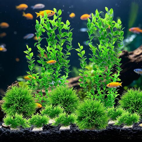 Artificial Aquarium Plants Set, Extra Large 21‑Inch Tall Plants(2 Pcs), with Medium & Small Ornaments, 12 Pcs Plastic Fish Tank Decor for Freshwater Saltwater Aquarium in Kuwait