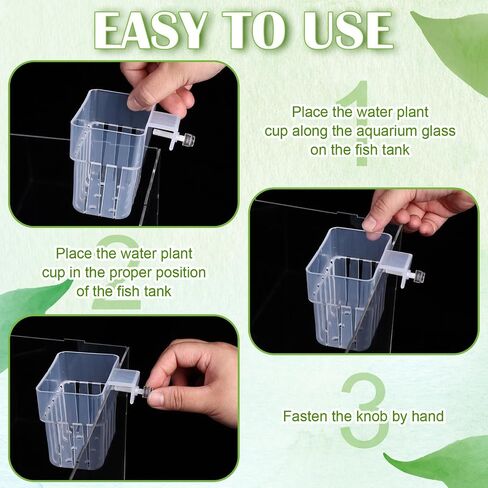 12 Pack Top Hanging Fish Tank Plant Pot Clear Aquarium Plant Holder with Hook Aquatic Plant Cup Holder Aquarium Aquatic P-lant Pot Water Landscape Decoration for P-lant Water Feature Decoration in Kuwait