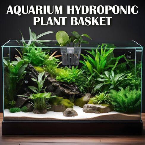 12 Pack Top Hanging Fish Tank Plant Pot Clear Aquarium Plant Holder with Hook Aquatic Plant Cup Holder Aquarium Aquatic P-lant Pot Water Landscape Decoration for P-lant Water Feature Decoration in Kuwait
