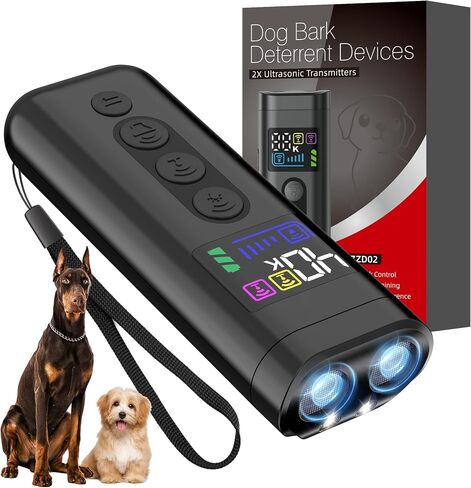 Dog Bark Deterrent Device, 65 FT Range,3X Ultrasonic Bark Deterrent Device & Ultrasonic Dog Trainer - Anti-Barking Device with Color Display, Safe & Effective Alternative to Bark Collars - Orange in Kuwait