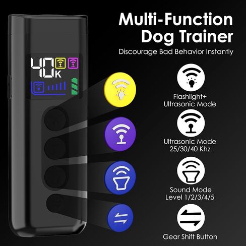 Dog Bark Deterrent Device, 65 FT Range,3X Ultrasonic Bark Deterrent Device & Ultrasonic Dog Trainer - Anti-Barking Device with Color Display, Safe & Effective Alternative to Bark Collars - Orange in Kuwait
