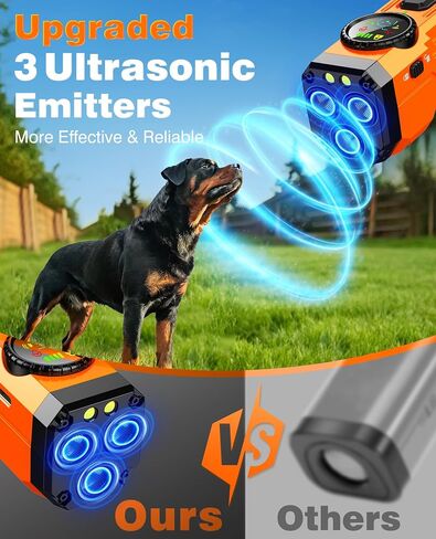 Dog Bark Deterrent Devices, 2025 Upgraded 3X Sonic Emitters Anti Barking Device for Own Or Neighbor's Dog, Safe & Effective Portable Ultrasonic Dog Bark Shield Rechargeable Dog Barking Silencer in Kuwait