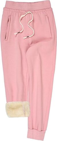 Gihuo Women's Sherpa Lined Sweatpants Winter Warm Fleece Lined Sweatpants with Pockets Fleece Jogger Pants in Kuwait