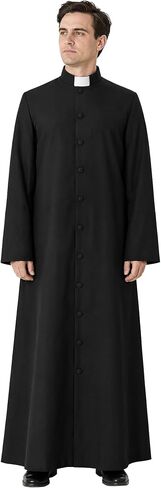 IvyRobes Unisex-Adults Roman Pulpit(Clergy) Cassock with Tab Insert Collar in Kuwait