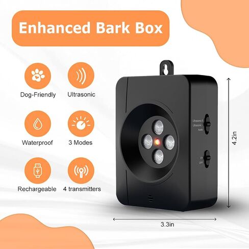 Zigzagmars Anti Barking Devices,Ultrasonic Anti Barking Device,3 Level Bark Box Anti Bark Device,Rechargeable Ultrasonic Dog Barking Deterren Barking Dog Silencer,for Small Medium Large Dogs in Kuwait