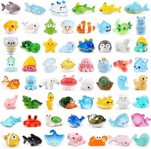 60pcs Mini Sea Animals Tiny Resin Animal Figurines Aquarium Ornaments Decor in Kuwait