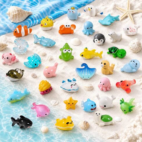60pcs Mini Sea Animals Tiny Resin Animal Figurines Aquarium Ornaments Decor in Kuwait