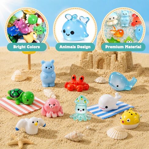 60pcs Mini Sea Animals Tiny Resin Animal Figurines Aquarium Ornaments Decor in Kuwait