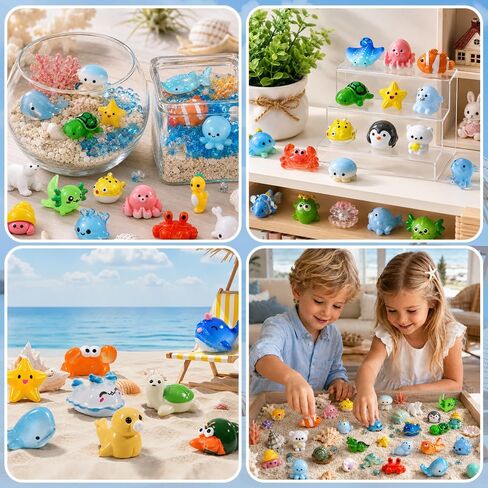 60pcs Mini Sea Animals Tiny Resin Animal Figurines Aquarium Ornaments Decor in Kuwait