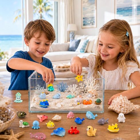 60pcs Mini Sea Animals Tiny Resin Animal Figurines Aquarium Ornaments Decor in Kuwait