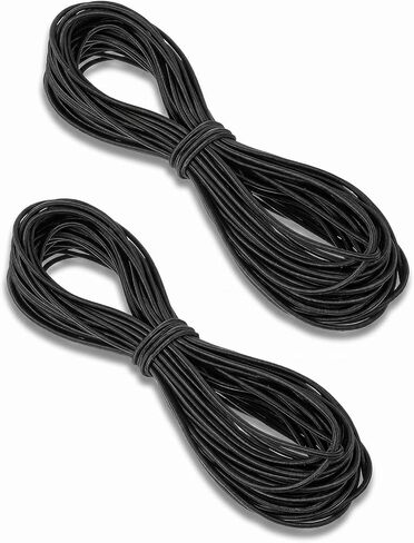 2 Rolls 1/6 Inch Black Elastic Cord, 65ft Heavy Duty Round Elastic Shock Cord Nylon Stretch String Bungee Rope Kayak Stretch String Rope for DIY Crafting Sewing, Luggage, Camping, Tie Downs in Kuwait