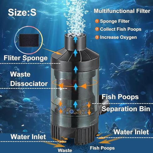 Carefree Fish Aquarium Small Sponge Bubble Filter with Fish Poops Collector Quiet for 5~10Gal Fish Tank for Saltwater and Freshwater(Air Pump is NOT Included and Needs to be Purchased Separately) in Kuwait