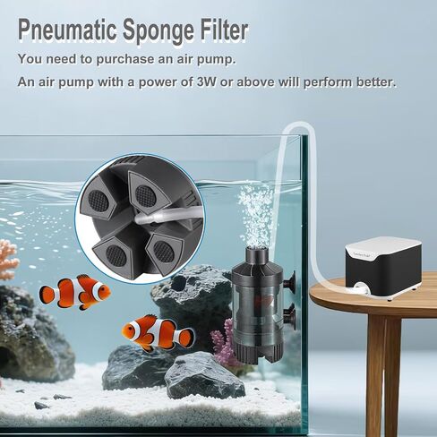 Carefree Fish Aquarium Small Sponge Bubble Filter with Fish Poops Collector Quiet for 5~10Gal Fish Tank for Saltwater and Freshwater(Air Pump is NOT Included and Needs to be Purchased Separately) in Kuwait