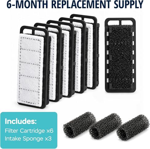 HOB Aquarium Filter Cartridge Replacement Set, Includes 6 Filter Cartridges and 3 Intake Sponges in Saudi Arabia