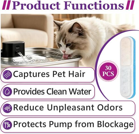 30+30 PCS Filters & Sponges Compatible with Linvivon WF400 Pet Fountain in Kuwait