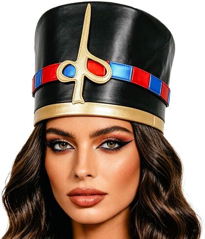 Sixexey Egyptian Headpiece Nefertiti Crown Black Headband Halloween Cosplay Costume Accessory for Women in Kuwait
