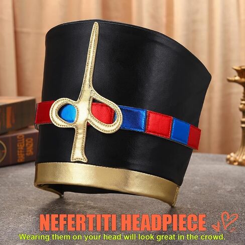 Sixexey Egyptian Headpiece Nefertiti Crown Black Headband Halloween Cosplay Costume Accessory for Women in Kuwait