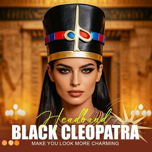 Sixexey Egyptian Headpiece Nefertiti Crown Black Headband Halloween Cosplay Costume Accessory for Women in Kuwait
