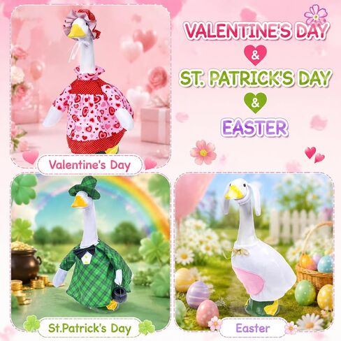 9 Set Porch Goose Outfits for 23" Lawn Goose Statue, All Holiday Seasons Goose Clothes Set Valentine St. Patrick Easter Summer 4th of July Birthday Halloween Thanksgiving Christmas Costumes in Kuwait