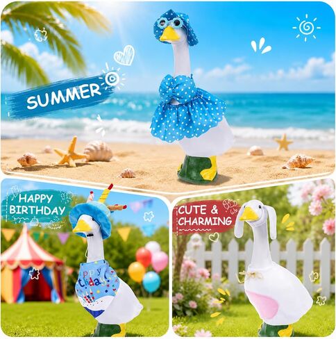 9 Set Porch Goose Outfits for 23" Lawn Goose Statue, All Holiday Seasons Goose Clothes Set Valentine St. Patrick Easter Summer 4th of July Birthday Halloween Thanksgiving Christmas Costumes in Kuwait