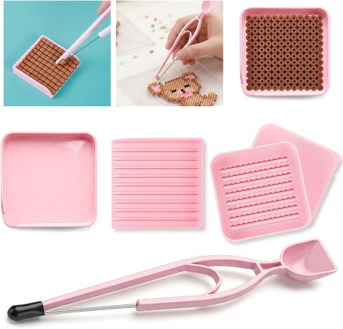 5Pcs 2.6mm Fuse Beads Pegboards, Ymapinc Fuse Bead Tweezers & Aligner/Picking Tray, Beading Tray for Efficient DIY Bead Sorting/Recovery in Kuwait