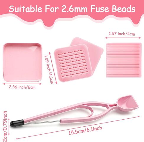 5Pcs 2.6mm Fuse Beads Pegboards, Ymapinc Fuse Bead Tweezers & Aligner/Picking Tray, Beading Tray for Efficient DIY Bead Sorting/Recovery in Kuwait