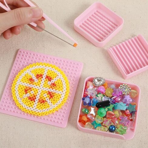 5Pcs 2.6mm Fuse Beads Pegboards, Ymapinc Fuse Bead Tweezers & Aligner/Picking Tray, Beading Tray for Efficient DIY Bead Sorting/Recovery in Kuwait