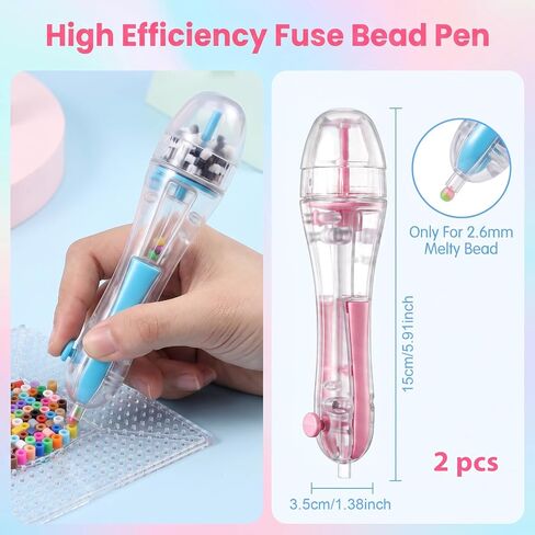 2 Pack Fuse Bead Pen with Automatic Dispenser for 2.6mm Beads, Non-Slip Grip in Kuwait
