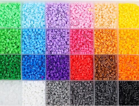 8400 Pcs Fuse Beads Kit 24 Everyday Core Colors (2.6mm Mini Beads), 350 Pcs Per Color, Bulk Perler Beads Kits with Storage Case, for DIY Crafting, School Projects, Daily Art Supplies, Creative Making in Kuwait