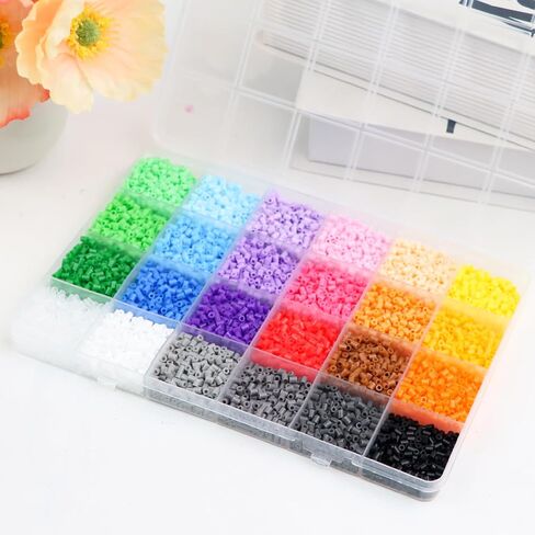 8400 Pcs Fuse Beads Kit 24 Everyday Core Colors (2.6mm Mini Beads), 350 Pcs Per Color, Bulk Perler Beads Kits with Storage Case, for DIY Crafting, School Projects, Daily Art Supplies, Creative Making in Kuwait
