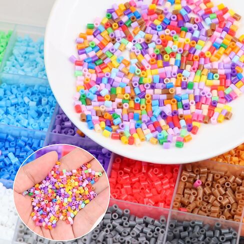 8400 Pcs Fuse Beads Kit 24 Everyday Core Colors (2.6mm Mini Beads), 350 Pcs Per Color, Bulk Perler Beads Kits with Storage Case, for DIY Crafting, School Projects, Daily Art Supplies, Creative Making in Kuwait