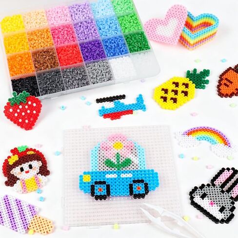 8400 Pcs Fuse Beads Kit 24 Everyday Core Colors (2.6mm Mini Beads), 350 Pcs Per Color, Bulk Perler Beads Kits with Storage Case, for DIY Crafting, School Projects, Daily Art Supplies, Creative Making in Kuwait