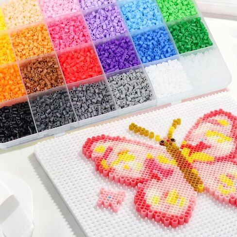 8400 Pcs Fuse Beads Kit 24 Everyday Core Colors (2.6mm Mini Beads), 350 Pcs Per Color, Bulk Perler Beads Kits with Storage Case, for DIY Crafting, School Projects, Daily Art Supplies, Creative Making in Kuwait