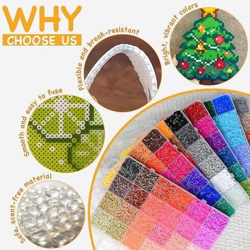 Fuse Beads Kit 2.6mm Mini 144 Colors 72000 All-in-One Pixel Art Set in Kuwait