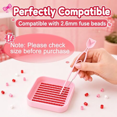 18PCS 2.6mm Fuse Bead Picking Tray Kit, Includes Single Pin Tweezers, Tweezers with Scoop, Alignment and Sorting Trays, Melty Beads Sorting Tool Set for Bead Art Enthusiasts in Kuwait