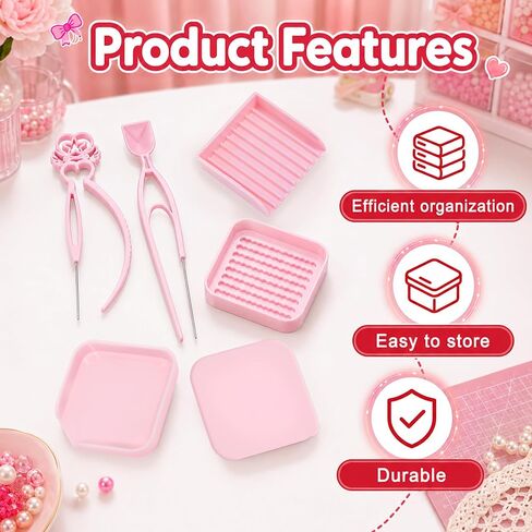 18PCS 2.6mm Fuse Bead Picking Tray Kit, Includes Single Pin Tweezers, Tweezers with Scoop, Alignment and Sorting Trays, Melty Beads Sorting Tool Set for Bead Art Enthusiasts in Kuwait
