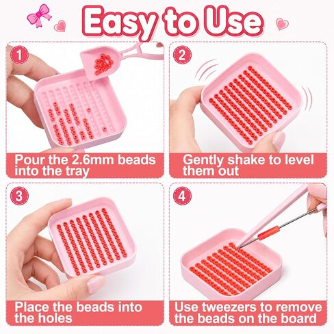 18PCS 2.6mm Fuse Bead Picking Tray Kit, Includes Single Pin Tweezers, Tweezers with Scoop, Alignment and Sorting Trays, Melty Beads Sorting Tool Set for Bead Art Enthusiasts in Kuwait
