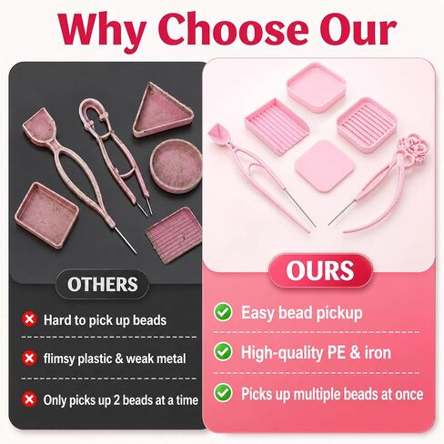 18PCS 2.6mm Fuse Bead Picking Tray Kit, Includes Single Pin Tweezers, Tweezers with Scoop, Alignment and Sorting Trays, Melty Beads Sorting Tool Set for Bead Art Enthusiasts in Kuwait