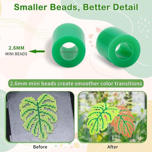 Fuse Beads Kit, 24,000pcs 2.6mm 48 Colors Mini Melting Beads for Beginners with Iron, Pegboards, Ironing Paper, Plant Stem & Accessories, DIY Pixel Art, Home Decor and Christmas Birthday Gift in Kuwait