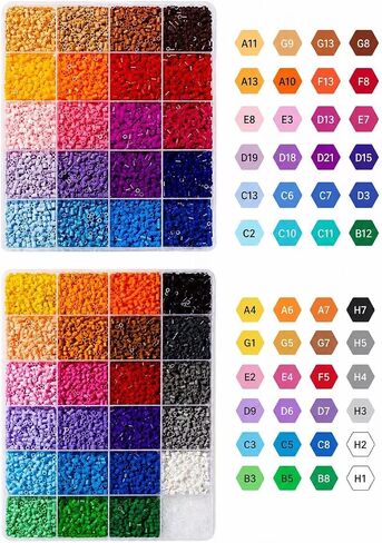 26000+ Pieces, 2.6mm Fuse Beads for Adults,48 Colors, 500+ Beads of Each Color, Fuse Beads Refill Box Kit, DIY Pixel Art Craft Set for Handmade Gifts, Decor and Creative Projects(No Other Tools) in Kuwait