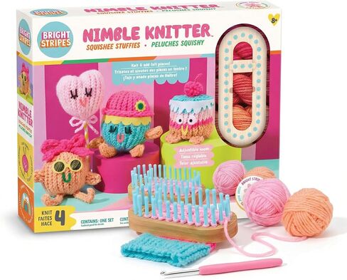Bright Stripes Nimble Knitter Kit, 4-in-1 Adjustable Bamboo Loom Craft Set in Kuwait
