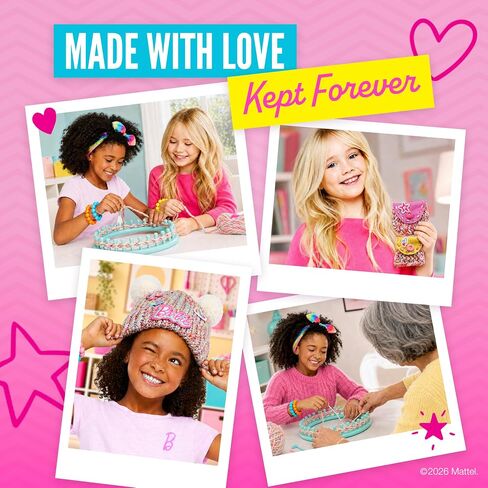 Barbie® Loom Knitting Kit for Kids Ages 8-12 – 5-Project Beginner Craft Set with 36-Peg Loom, Yarn, Crochet Hook & Instructions | Arts and Crafts Gift for Girls in Kuwait
