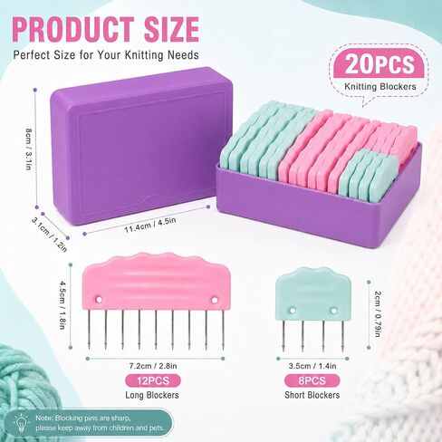 Knit Blocking Pins Kit 20Pcs with 4-Stitch and 8-Stitch Combs in Kuwait