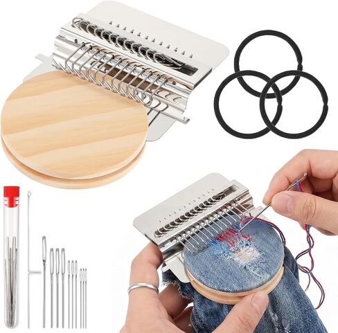 cobee 14 Hooks Knit Patch kit for Beginners, Mini Darning Loom Mini Portable Patch Knitpatch Patchwork Weaving Tool Set for Quickly Sewing Repair Knitting Kit for Jeans Socks Socks Clothes in Kuwait