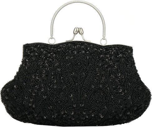 Women Beaded Sequin Design Flowers Evening Wedding Clutch Handbag Purse Vintage Beaded Embroidery Crossbody Evening Bag in Saudi Arabia