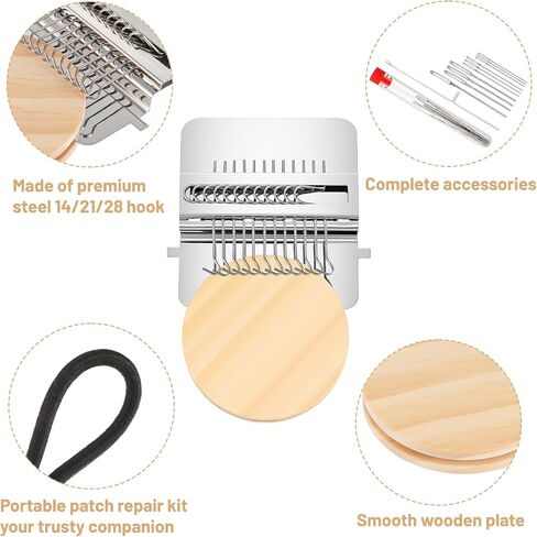 cobee 14 Hooks Knit Patch kit for Beginners, Mini Darning Loom Mini Portable Patch Knitpatch Patchwork Weaving Tool Set for Quickly Sewing Repair Knitting Kit for Jeans Socks Socks Clothes in Kuwait