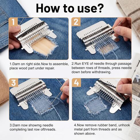 cobee 14 Hooks Knit Patch kit for Beginners, Mini Darning Loom Mini Portable Patch Knitpatch Patchwork Weaving Tool Set for Quickly Sewing Repair Knitting Kit for Jeans Socks Socks Clothes in Kuwait