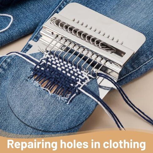 cobee 14 Hooks Knit Patch kit for Beginners, Mini Darning Loom Mini Portable Patch Knitpatch Patchwork Weaving Tool Set for Quickly Sewing Repair Knitting Kit for Jeans Socks Socks Clothes in Kuwait